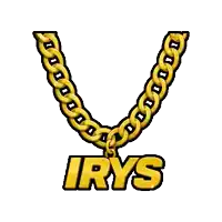 a gold chain with the name irys on it .