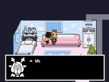 a screenshot of a video game shows a girl sitting on a couch and talking to another girl .