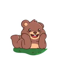 a cartoon drawing of a brown teddy bear laying on the grass