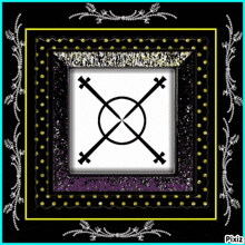a picture of a crossed sword in a circle with pixiz in the corner