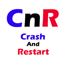 a sign that says cnr crash and restart on a white background