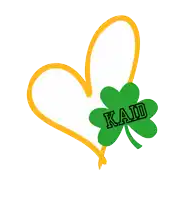 a black heart with a green clover with the name kaid on it