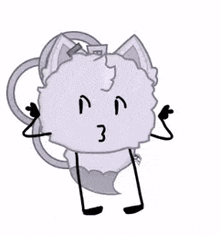 a cartoon character with a fox 's head and tail is holding a key chain .