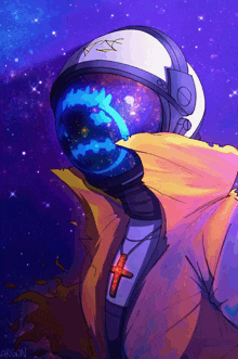 a drawing of an astronaut with the name argon on the bottom left