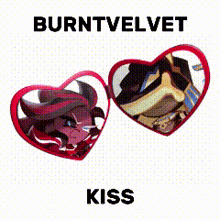 a picture of two hearts with the words `` burntvelvet kiss '' on it .