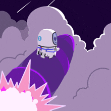 a cartoon illustration of a rocket taking off