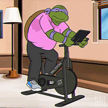 Riding A Stationary Bike Donatello GIF