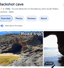 the backshot cave is a tourist attraction in bendialong new south wales