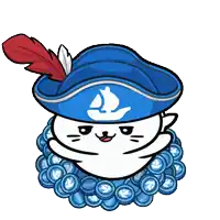 a cartoon of a seal wearing a pirate hat surrounded by coins
