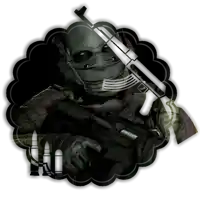 a picture of a soldier with a gun and bullets in the background