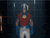 a man in a superhero costume with the name john cena on the bottom right