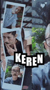 a collage of pictures of a man with the word keren on the bottom
