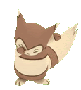 a brown and white cartoon fox with a long tail is standing on its hind legs .