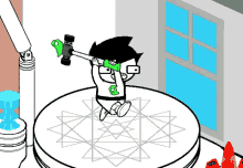 a cartoon character is holding a hammer in his hands