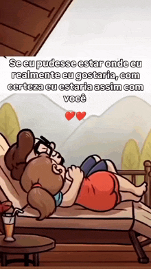 a cartoon of a man and a woman kissing with the words se eu pudesse estar onde eu realmente eu gostaria