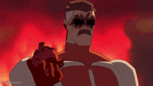 two silhouettes of superman and batman standing next to each other in front of a fire .