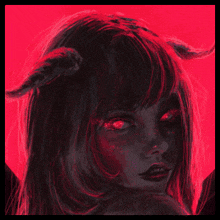 a pixel art of a woman with horns on her head