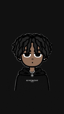 a cartoon character wearing a givenchy hoodie