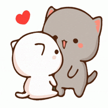 a cartoon of two cats kissing with a heart behind them