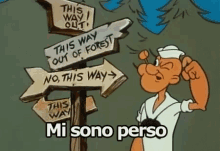Mi Sono Perso Non So Dove Andare Braccio Di Ferro GIF - Ive Lost Myself I Dont Know Where To Go Popeye GIFs