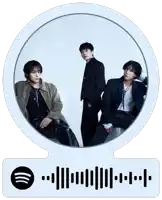 a spotify sticker with a picture of three men in a circle