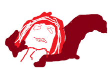 a drawing of a person with red hair and a red cape