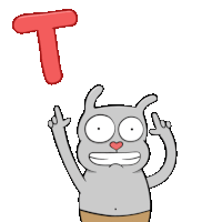 a cartoon rabbit is holding up the letter m