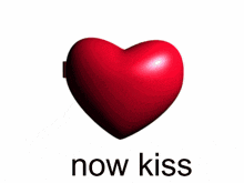 two heart shaped pictures of anime characters with the words " now kiss " below them