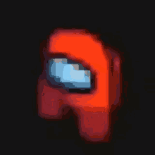 a pixel art of a red among us character in a dark room