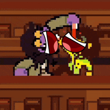 a pixel art drawing of a person with a huge mouth