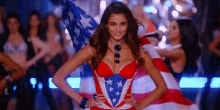Model Americal Flag GIF - Model Americal Flag Fashion Show GIFs