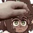 a cartoon girl with green eyes is holding a donut in her mouth .