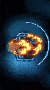 a drawing of a fireball with the letter l in the middle