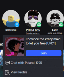 a screenshot of a chat with poland1795 and latte