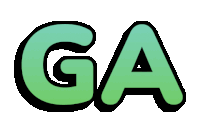 a green and black logo with the word ga on it