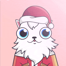 a cartoon drawing of a cat wearing a santa hat