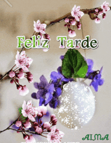 a picture of flowers with the words feliz tarde on it