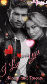 a black and white photo of a man and woman with the words i love you always and forever on the bottom