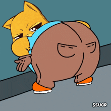 a cartoon drawing of a cat with a big butt and the words $sugr at the bottom