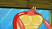 a cartoon of a lobster with a yellow and red body