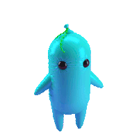 a blue balloon with a green leaf on the top of it