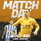 a poster for a soccer match between wolves and bri