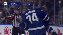 a hockey player with the name mcmann on the back