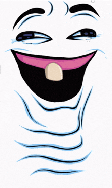 a cartoon face with a tongue sticking out and a pink mouth