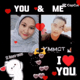 a picture of a woman and a man with the words i love you and i love you