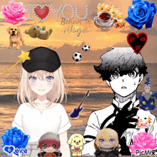 a picture of a girl and a boy with the words i love you believe in magic above them