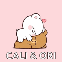 a cartoon of a bear hugging another bear with the words cali & ori written below it