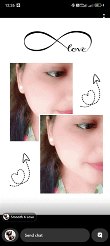 a woman 's face is shown in a collage with an infinity symbol and the word love