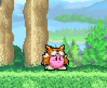 a pixel art drawing of a fox with a pink heart on its chest