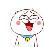 a cartoon cat with a bell around its neck is smiling and making a funny face .